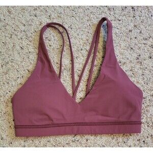 Lululemon Women's Sz 2 Mauve Dusty Rose Pink Sports Bra with Double Back Straps